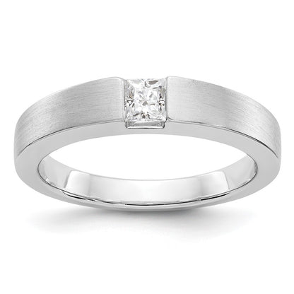 14K White Gold Real Diamond Men's Band