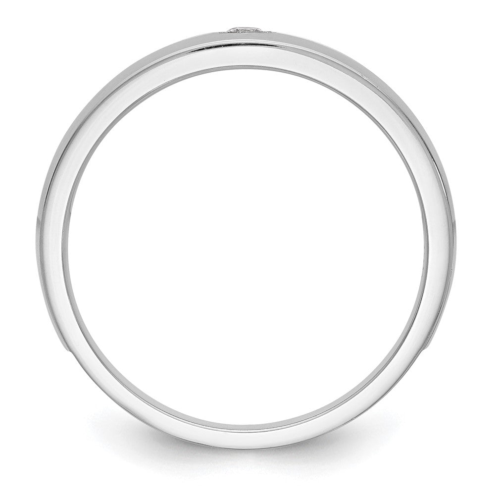 14K White Gold Real Diamond Men's Band