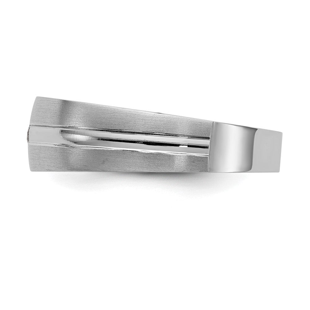 14K White Gold Real Diamond Men's Band