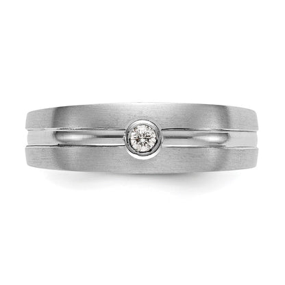 14K White Gold Real Diamond Men's Band