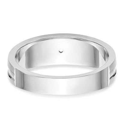 14K White Gold Real Diamond Men's Band