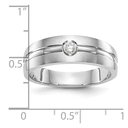 14K White Gold Real Diamond Men's Band