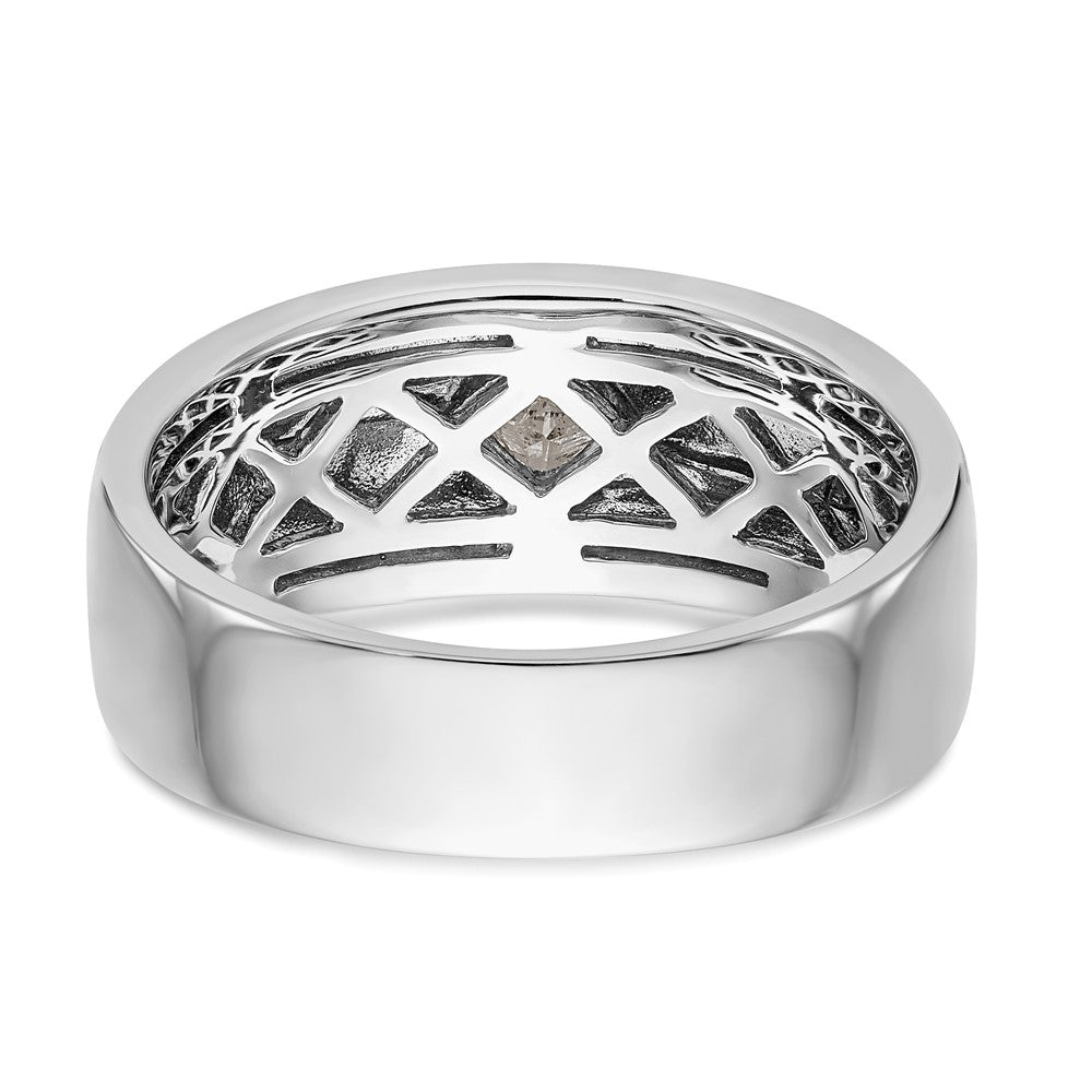 0.20ct. CZ Solid Real 14k White Gold Enameled Men's Wedding Band Ring