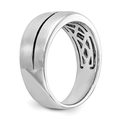 0.20ct. CZ Solid Real 14k White Gold Enameled Men's Wedding Band Ring