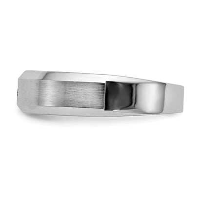 14K White Gold Real Diamond Men's Band