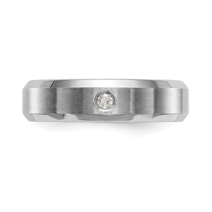 14K White Gold Real Diamond Men's Band