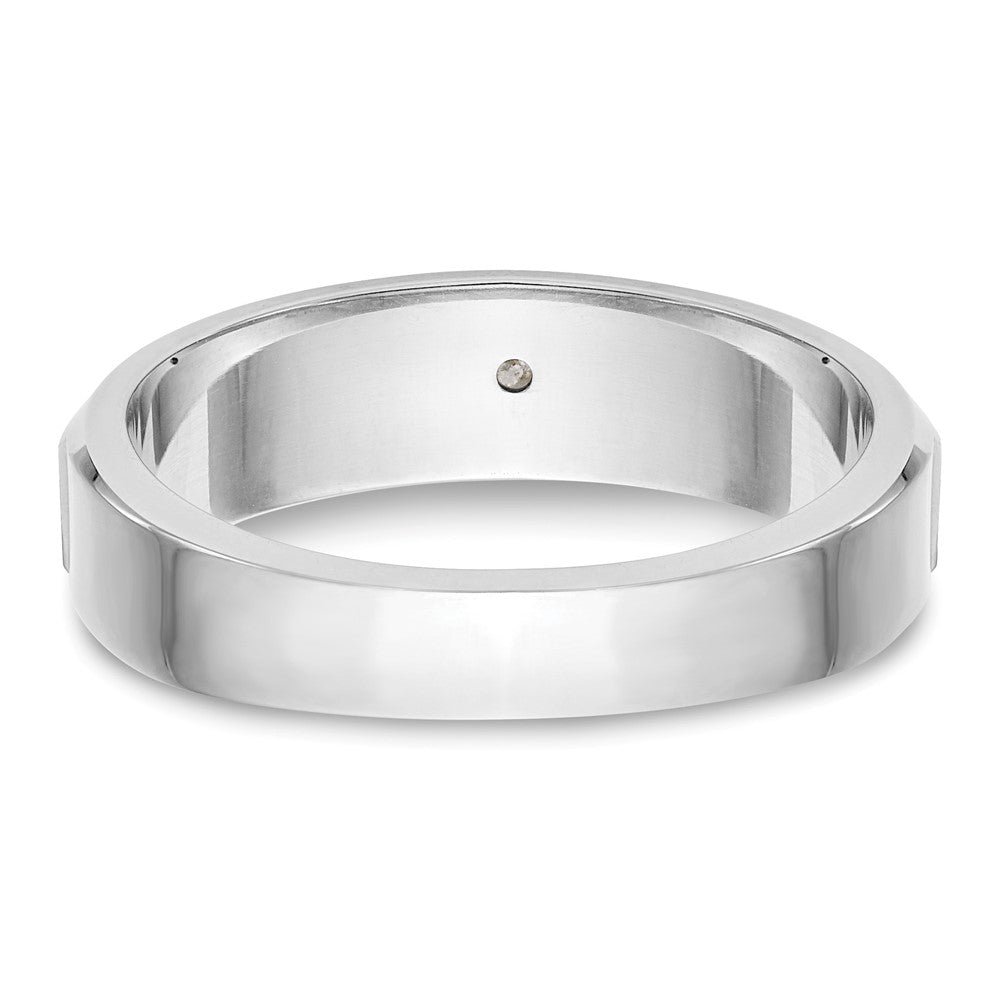 14K White Gold Real Diamond Men's Band
