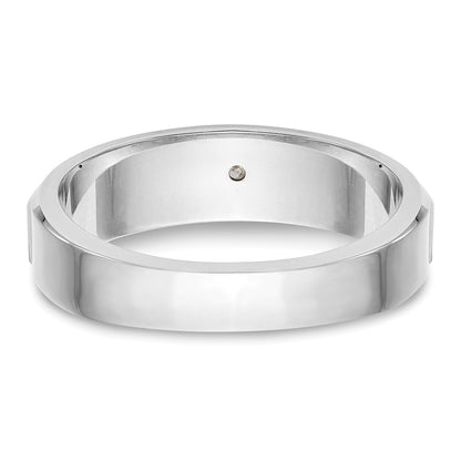14K White Gold Real Diamond Men's Band