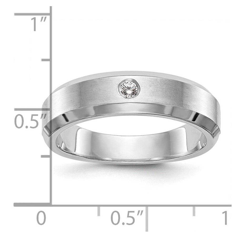 14K White Gold Real Diamond Men's Band