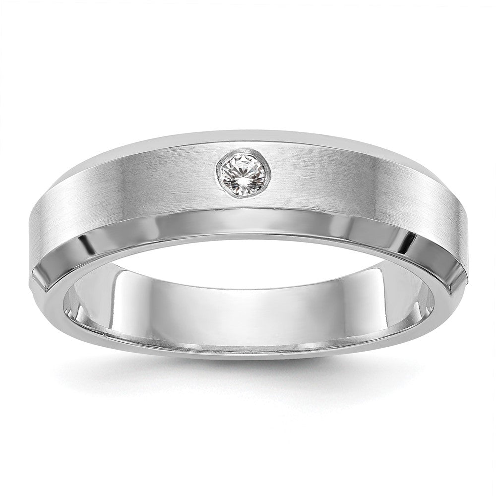 14K White Gold Real Diamond Men's Band