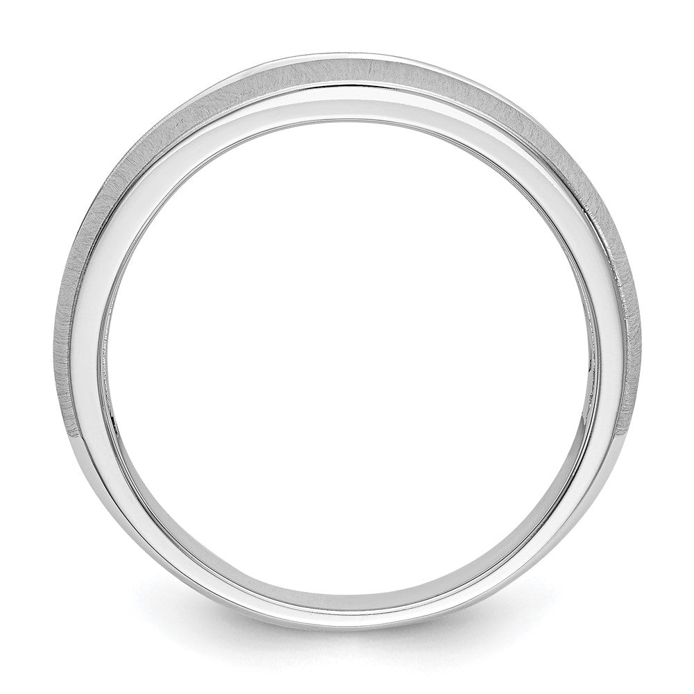 14K White Gold Real Diamond Men's Band