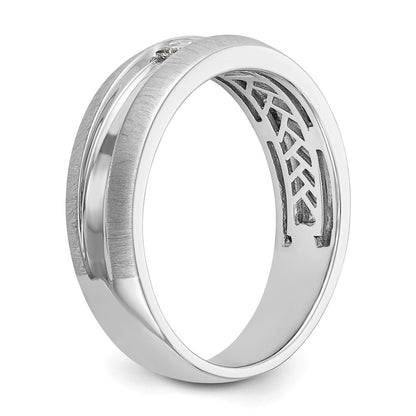 14K White Gold Real Diamond Men's Band