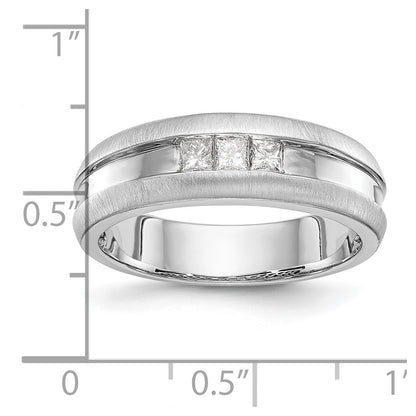 14K White Gold Real Diamond Men's Band