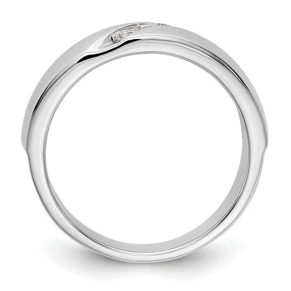 14K White Gold Real Diamond Men's Band