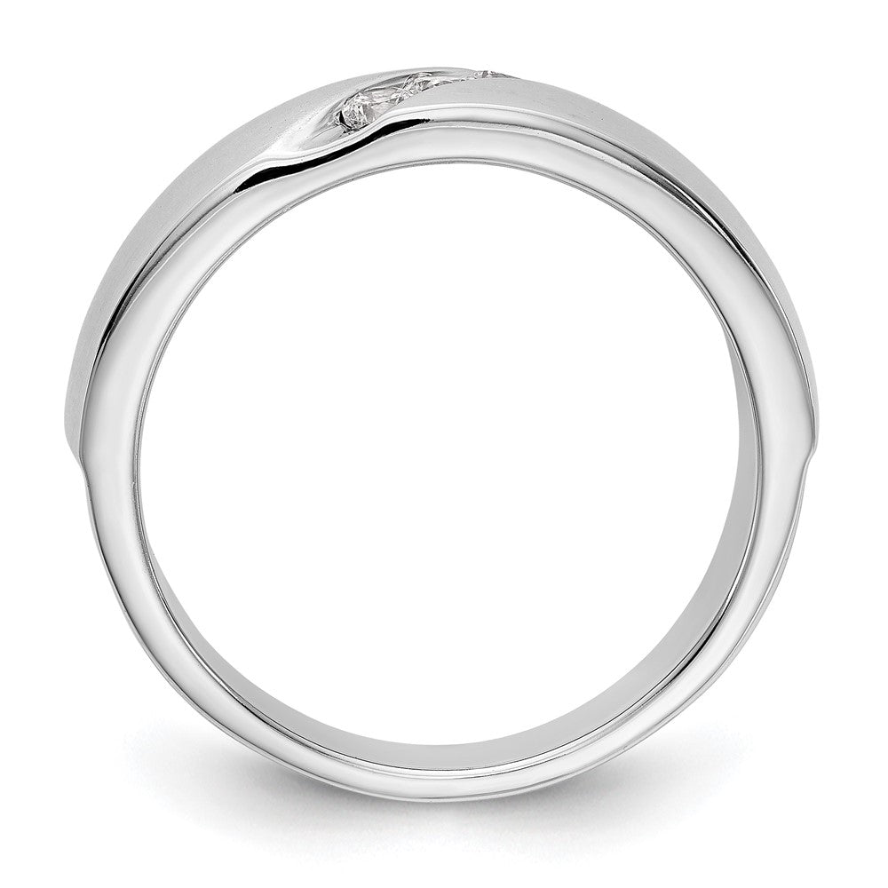 14K White Gold 3 Stone 1/5 Carat Diamond Complete Men'S Band