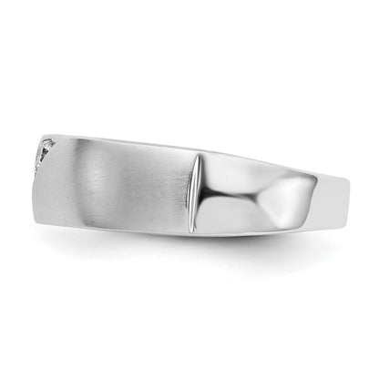 14K White Gold Real Diamond Men's Band
