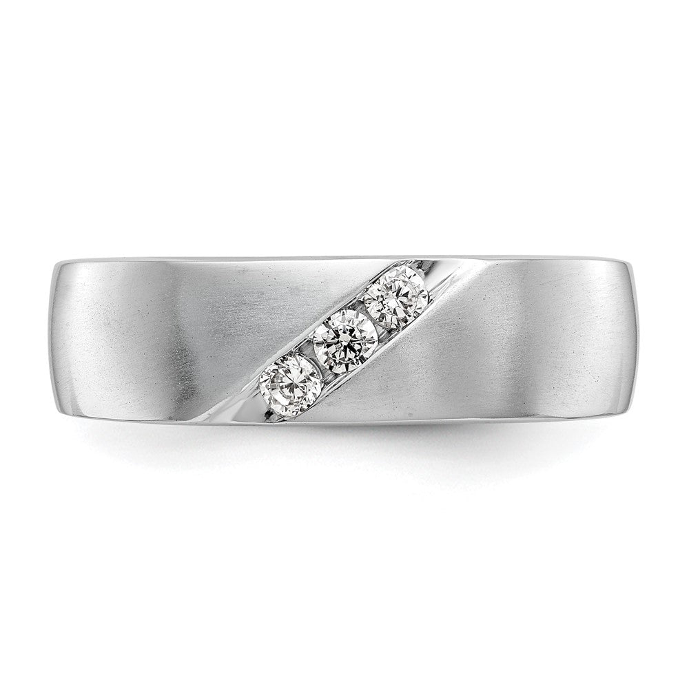 14K White Gold Real Diamond Men's Band