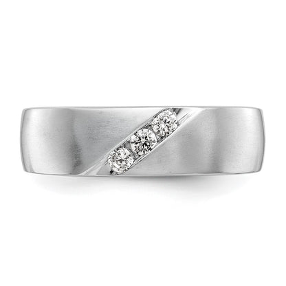 14K White Gold Real Diamond Men's Band