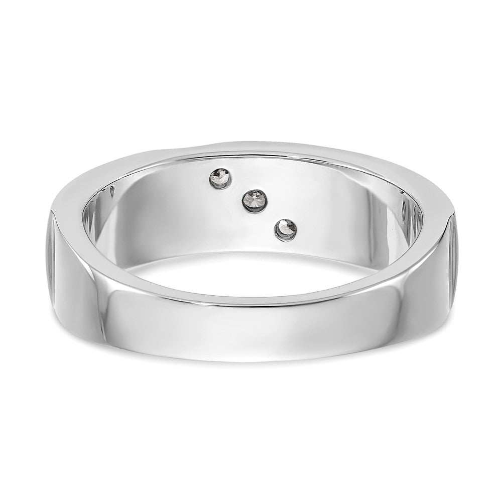 14K White Gold Real Diamond Men's Band