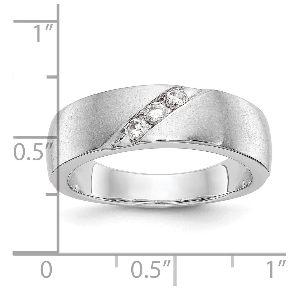 0.21ct. CZ Solid Real 14K White Gold Men's Wedding Band Ring