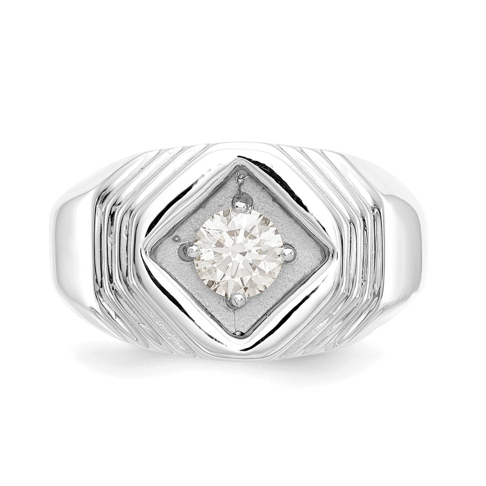 14K White Gold Real Diamond Men's Band