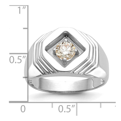 0.50ct. CZ Solid Real 14K White Gold Men's Wedding Band Ring