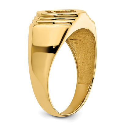 0.50ct. CZ Solid Real 14k 1-Stone Fancy Polished Men's Ring