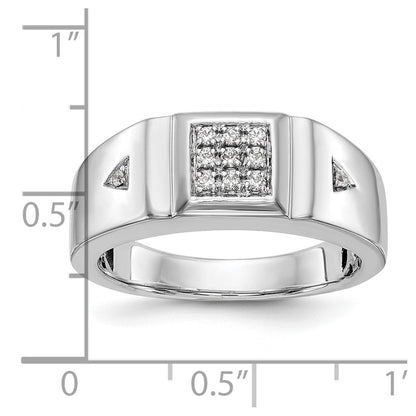 0.13ct. CZ Solid Real 14K White Gold Men's Wedding Band Ring