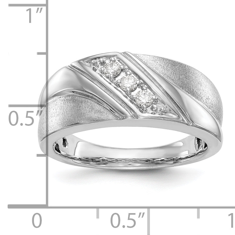 14k White Gold 1/6 Ct. Lab Grown Diamond VS/SI+ G+ Three Stone Men's Ring