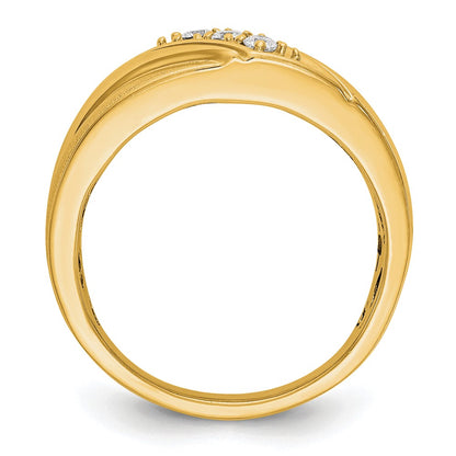 14k Yellow Gold 1/6 Ct. Lab Grown Diamond VS/SI+ G+ Three Stone Men's Ring