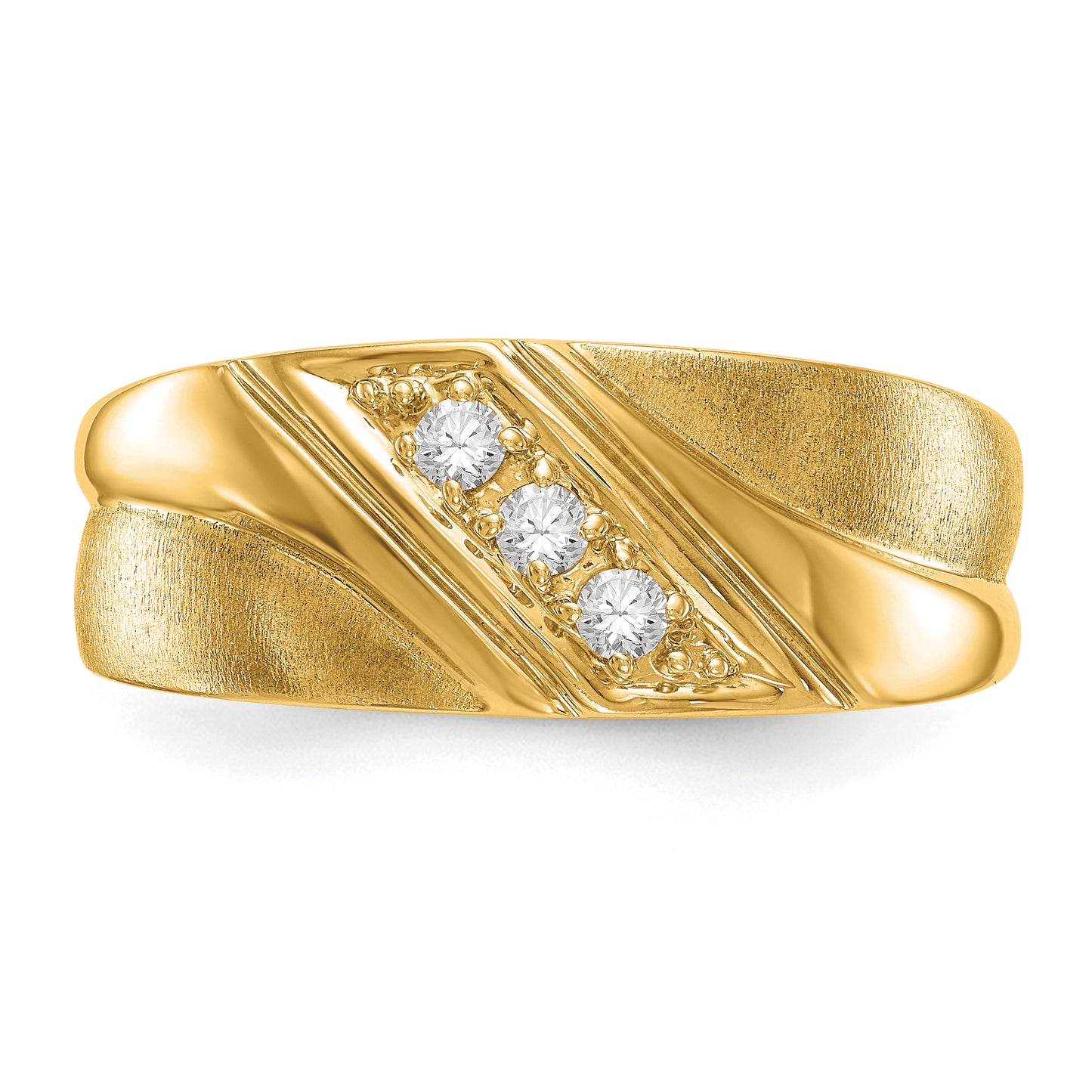 14k Yellow Gold 1/6 Ct. Lab Grown Diamond VS/SI+ G+ Three Stone Men's Ring