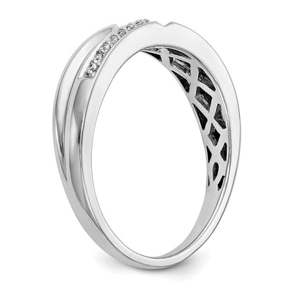 14K White Gold Real Diamond Men's Band