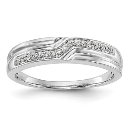 14K White Gold Real Diamond Men's Band