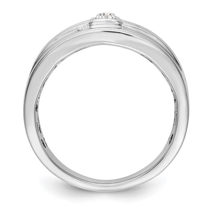 14K White Gold Real Diamond Men's Band