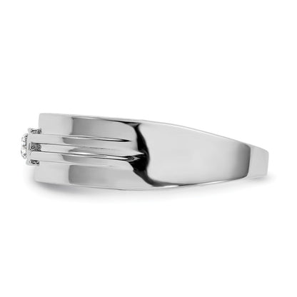 14K White Gold Real Diamond Men's Band