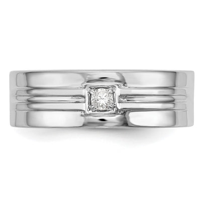 14K White Gold Real Diamond Men's Band