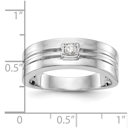 14K White Gold Real Diamond Men's Band