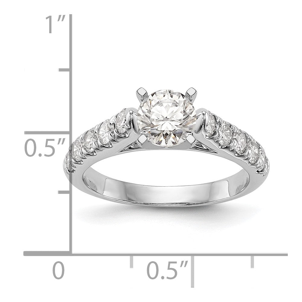 14K White Gold Peg Set 1/2 Carat Diamond Semi Mount Engagement Ring