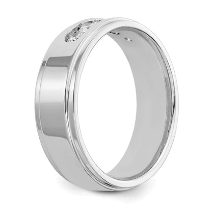 14K White Gold True Origin Men'S 1/2 Carat Lab Grown Diamond Vs/Si D E F 5 Stone Step Edge Size 9 Channel Band