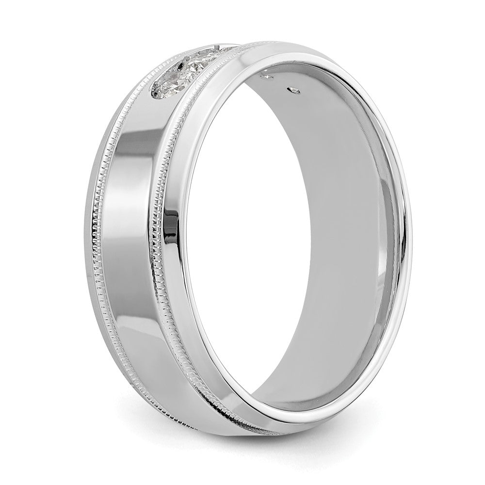 14K White Gold True Origin Men'S 1/2 Carat Lab Grown Diamond Vs D E F Polished Five Stone Beveled Edge Miligrain Size 10.5 Band