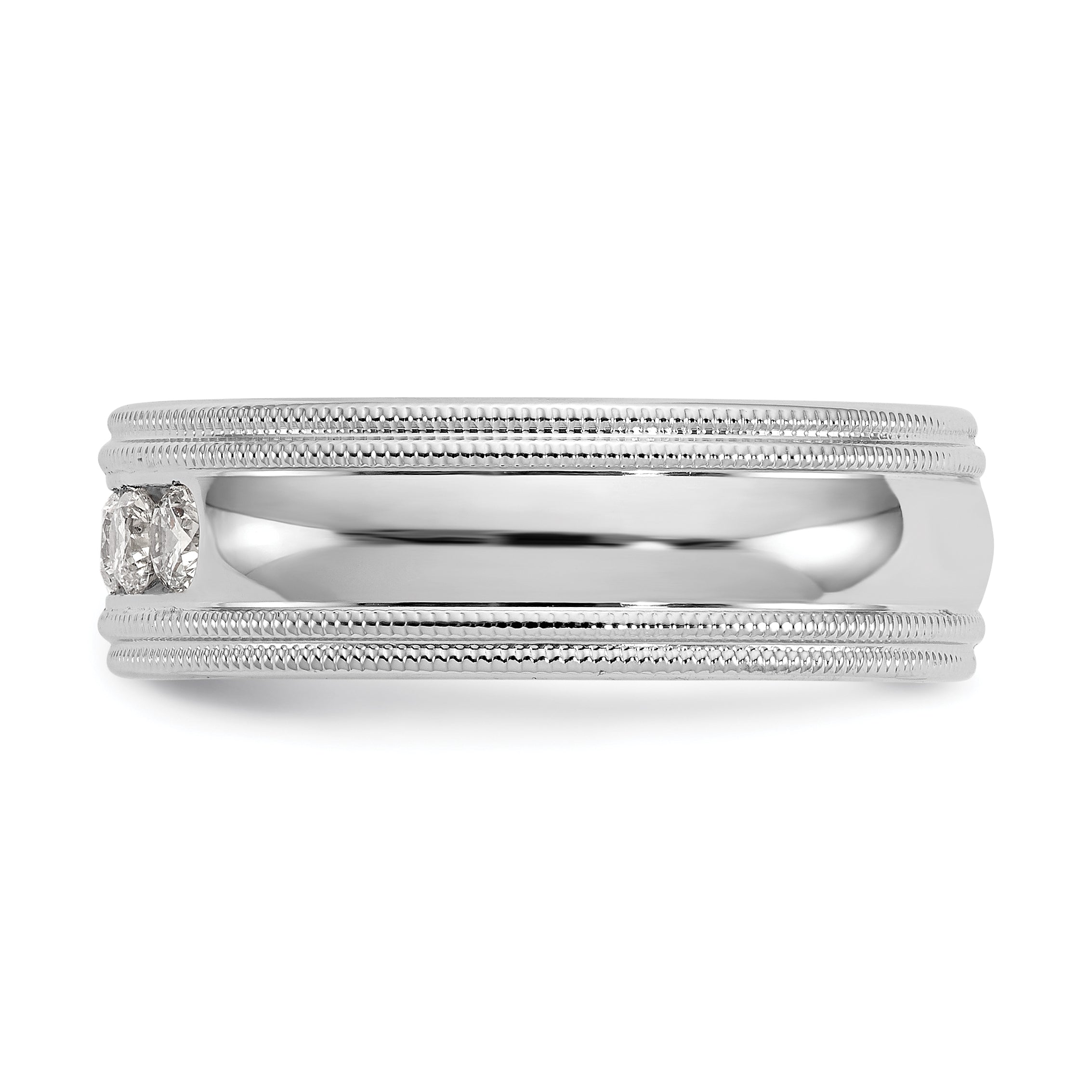 14K White Gold True Origin Men'S 1/2 Carat Lab Grown Diamond Vs D E F Polished Five Stone Double Miligrain Size 10.5 Band