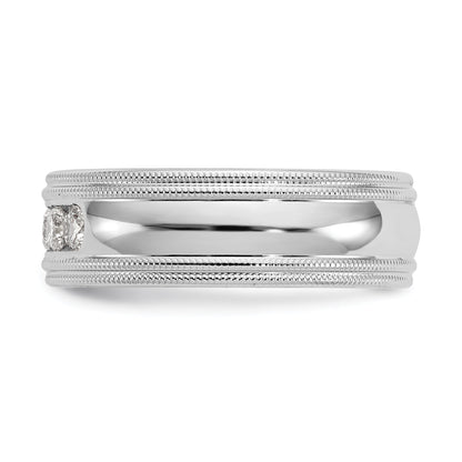 14K White Gold True Origin Men'S 1/2 Carat Lab Grown Diamond Vs D E F Polished Five Stone Double Miligrain Size 10.5 Band