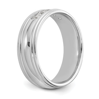 14K White Gold True Origin Men'S 1/2 Carat Lab Grown Diamond Vs D E F Polished Five Stone Double Miligrain Size 10.5 Band