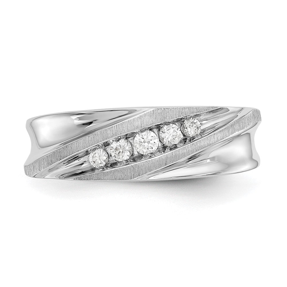 14K White Gold True Origin Men'S 1/4 Carat Lab Grown Diamond Vs/Si D E F Brushed And Polished Band