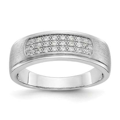 14K White Gold True Origin Men'S 1/4 Carat Lab Grown Diamond Vs/Si D E F Brushed And Polished Band