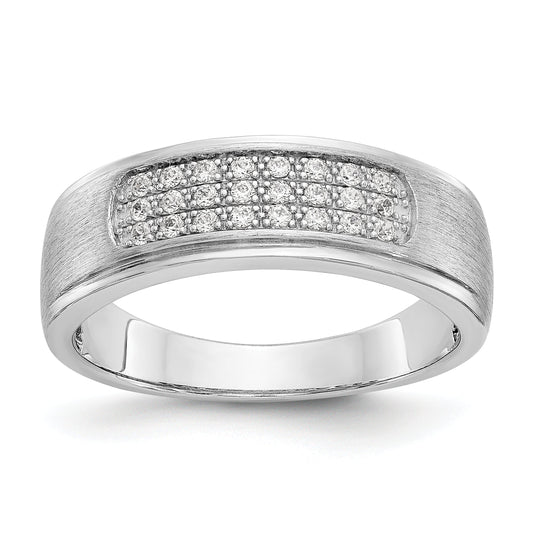 14K White Gold True Origin Men'S 1/4 Carat Lab Grown Diamond Vs/Si D E F Brushed And Polished Band