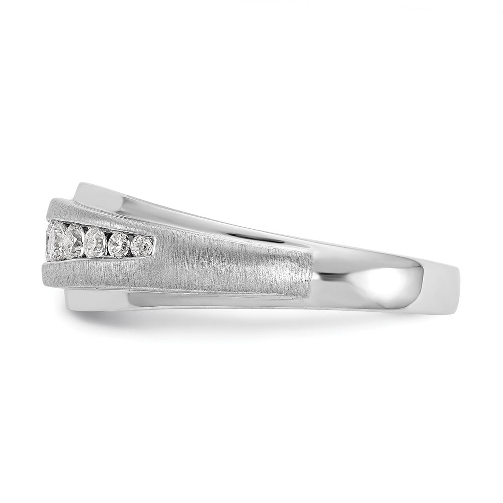 14K White Gold True Origin Men'S 3/8 Carat Lab Grown Diamond Vs/Si D E F Brushed And Polished Band