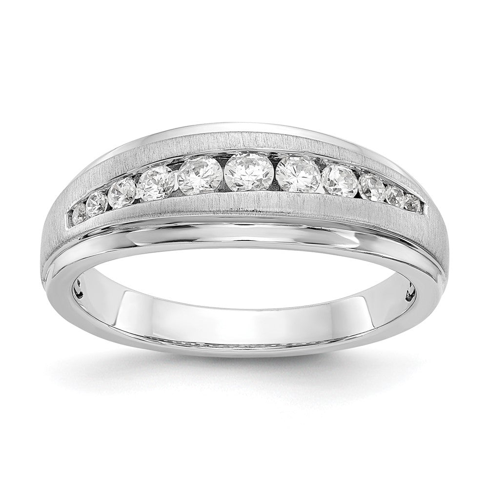 14K White Gold True Origin Men'S 3/8 Carat Lab Grown Diamond Vs/Si D E F Brushed And Polished Band