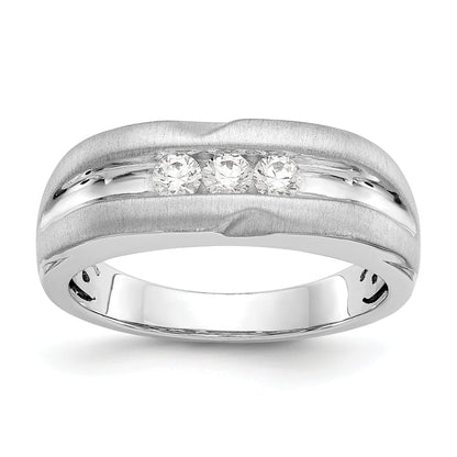 14K White Gold True Origin Men'S 1/3 Carat Lab Grown Diamond Vs/Si D E F Brushed And Polished Band