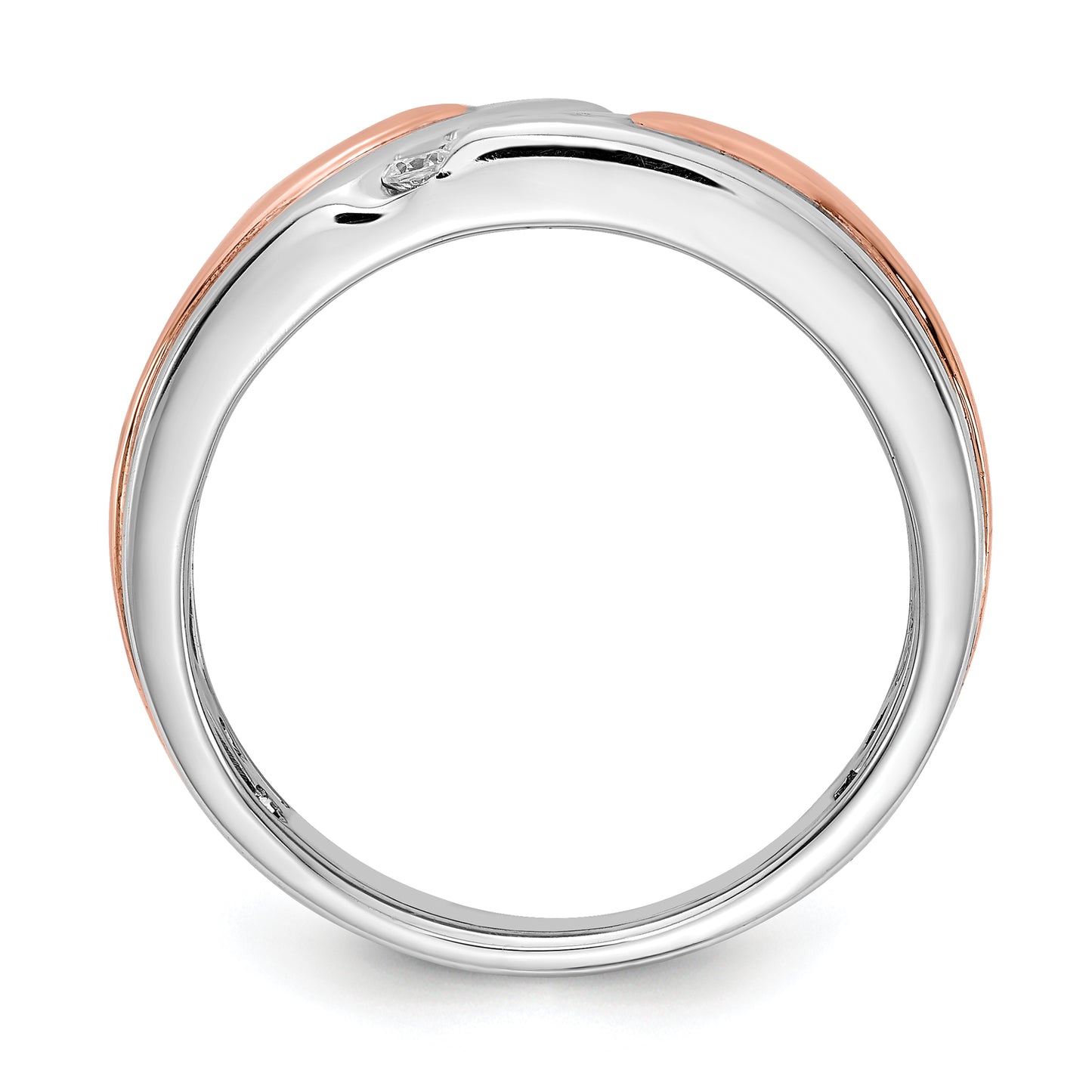 14k Two-tone Two Tone Rose and White Gold 1/5 Ct. Lab Grown Diamond VS/SI+ G+ Five Stone Men's Ring